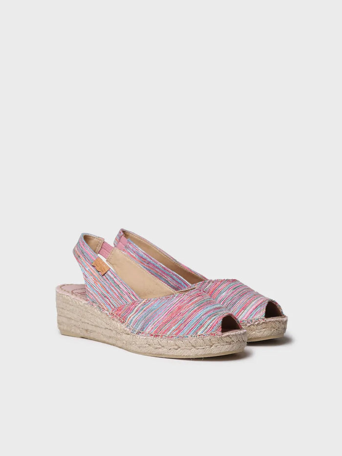 toni pons BERI-RG - Alpargata peep toe de mujer con cuña y tejido rayado | BERI-RG Último día