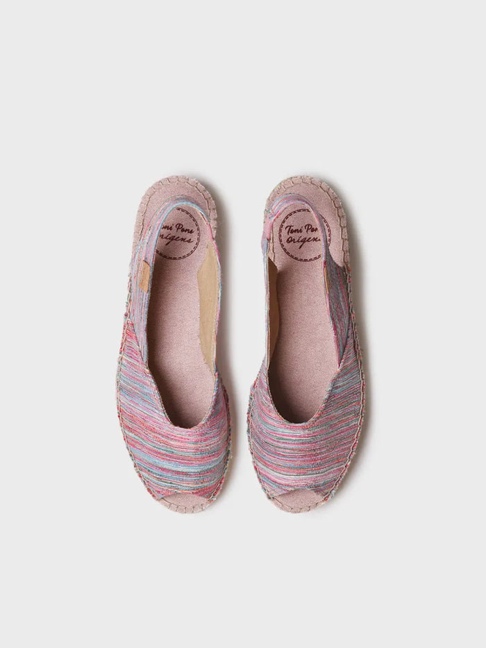 toni pons BERI-RG - Alpargata peep toe de mujer con cuña y tejido rayado | BERI-RG Último día