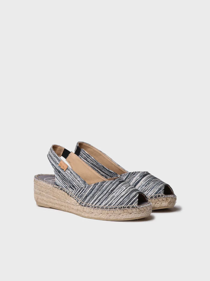toni pons BERI-RG - Alpargata peep toe de mujer con cuña y tejido rayado | BERI-RG Precio de fábrica