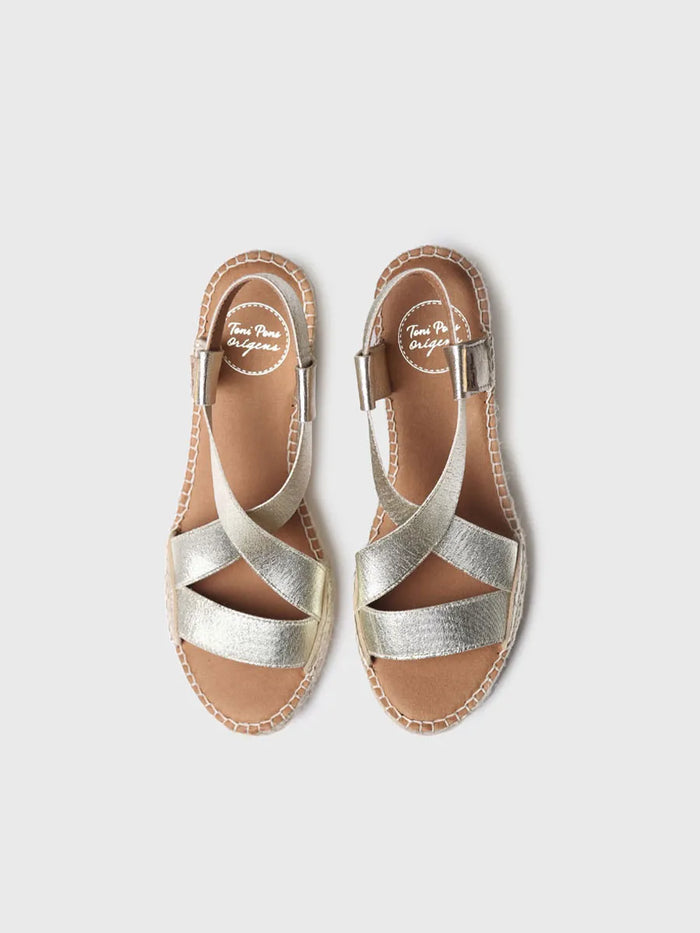 toni pons TURA-RC - Sandalia de cuña metalizada con tiras | TURA-RC Oferta exclusiva