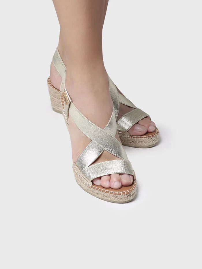 toni pons TURA-RC - Sandalia de cuña metalizada con tiras | TURA-RC Oferta exclusiva