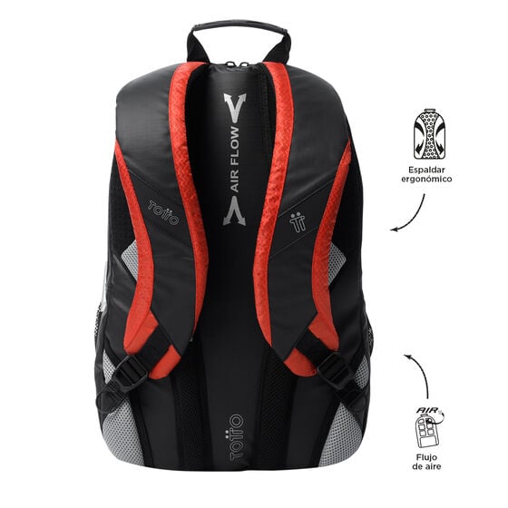 totto Mochila Teck - Negro/Rojo Última moda