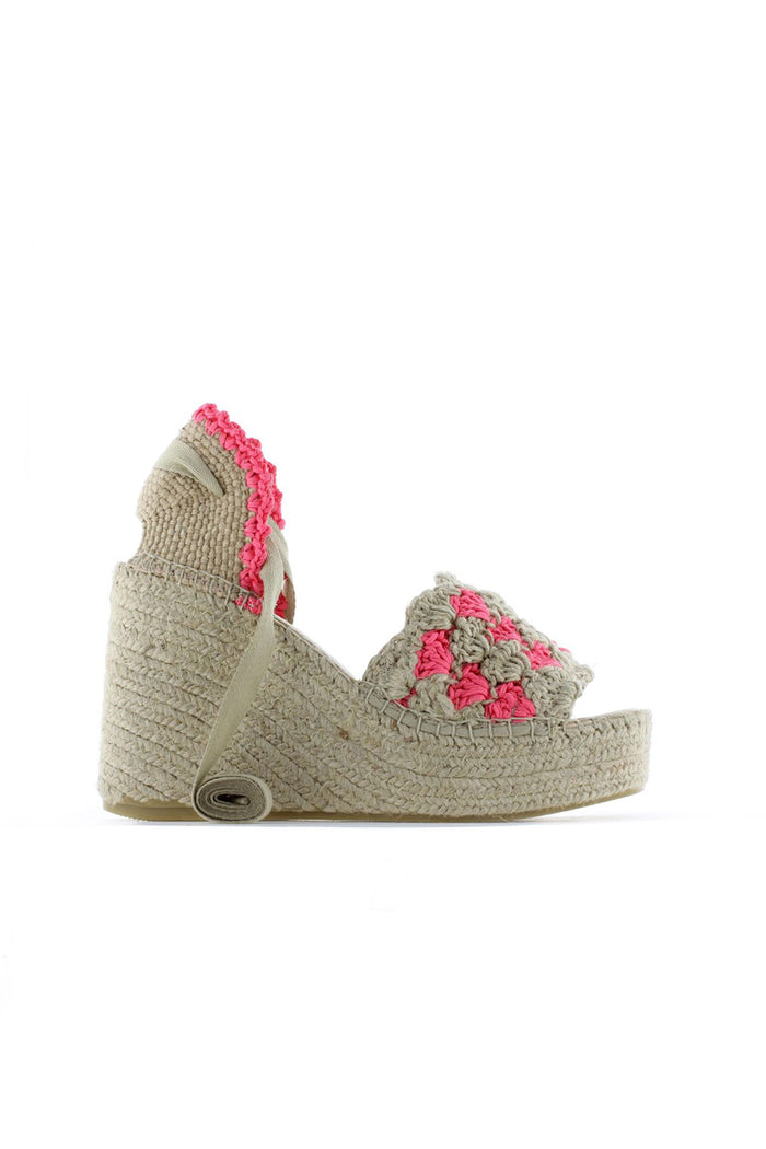 vidorreta Sandalia cintas ganchillo fluor fuxia Rebajas