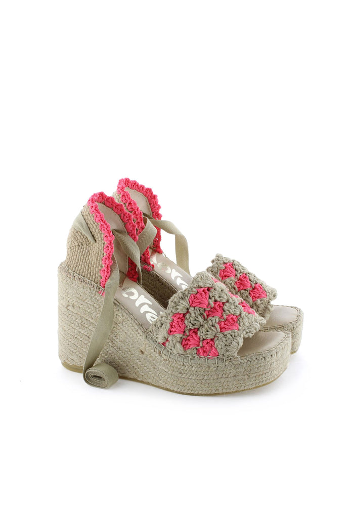 vidorreta Sandalia cintas ganchillo fluor fuxia Rebajas