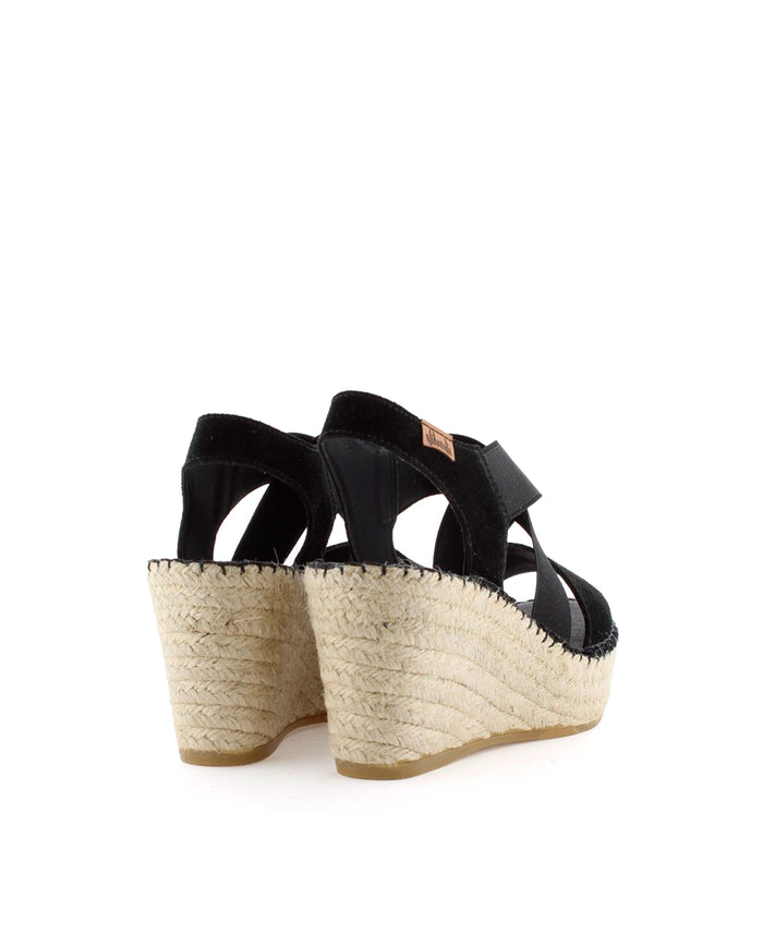 vidorreta Sandalia elásticos en serraje negro Dominica Outlet