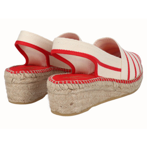 viguera Alpargata Peep Toes Cuña Baja Rojo Descuentos del mes