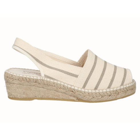 viguera Alpargata Peep Toes Cuña Baja Beig