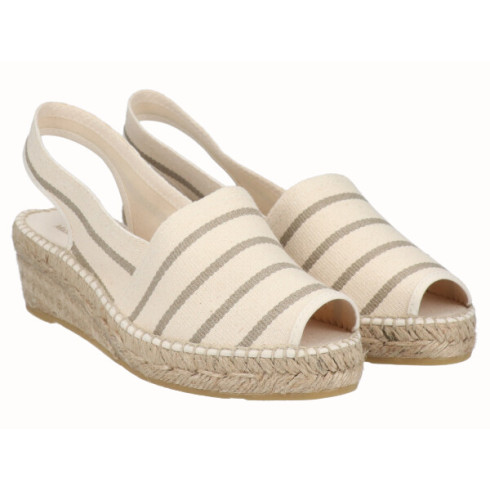 viguera Alpargata Peep Toes Cuña Baja Beig Descuento por venta flash