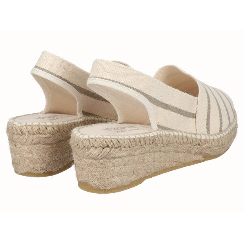 viguera Alpargata Peep Toes Cuña Baja Beig Descuento por venta flash