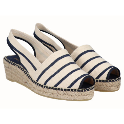 viguera Alpargata Peep Toes Cuña Baja Marino Grandes ahorros