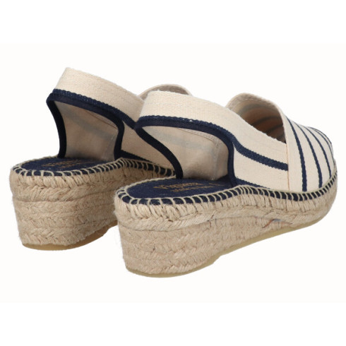 viguera Alpargata Peep Toes Cuña Baja Marino Grandes ahorros