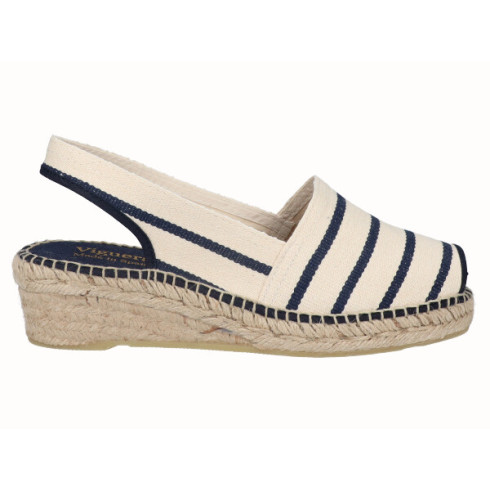 viguera Alpargata Peep Toes Cuña Baja Marino Grandes ahorros