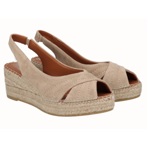 viguera Alpargata Peep Toes Cuña YuteFlex Beig Rebajas de fin de temporada