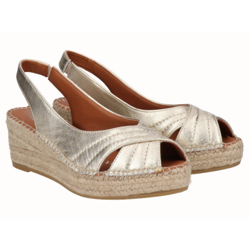 viguera Alpargata Peep Toes Cuña YuteFlex Oro En línea