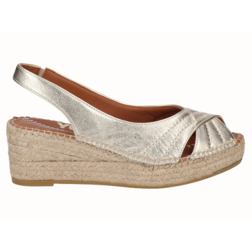 viguera Alpargata Peep Toes Cuña YuteFlex Oro En línea