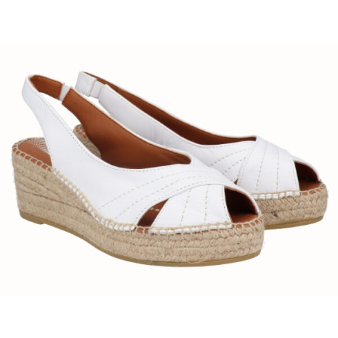 viguera Alpargata Peep Toes Cuña YuteFlex Blanco Outlet online