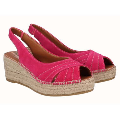viguera Alpargata Peep Toes Cuña YuteFlex Fuxia Venta caliente