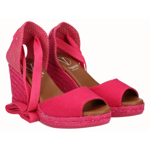 viguera Alpargata Sandalia Cuña Alta Yute Fuxia Cintas Rebajas de fábrica