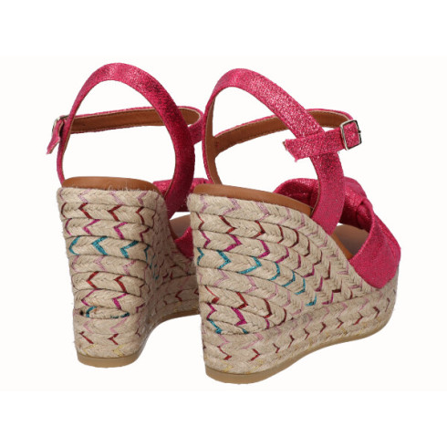 viguera Sandalia Cuña Alta Yute Fantasía Fuxia Tienda