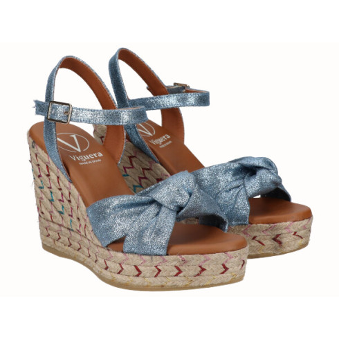 viguera Sandalia Cuña Alta Yute Fantasía Jeans Tienda