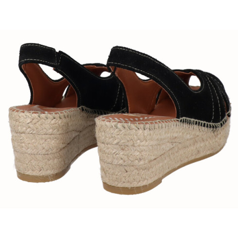 viguera Alpargata Peep Toes Cuña YuteFlex Negro Rebajas online