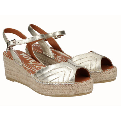 viguera Sandalia Cuña YuteFlex Oro Oferta especial