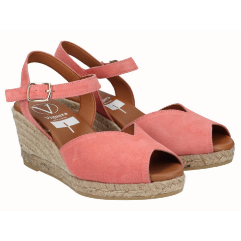 viguera Sandalia Cuña Media Yute Rosa Oferta exclusiva
