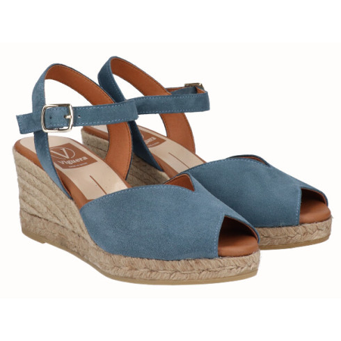 viguera Sandalia Cuña Media Yute Jeans Última moda