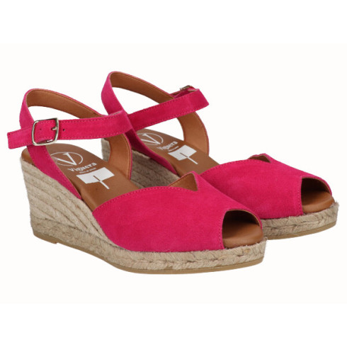 viguera Sandalia Cuña Media Yute Fuxia Descuento por venta flash
