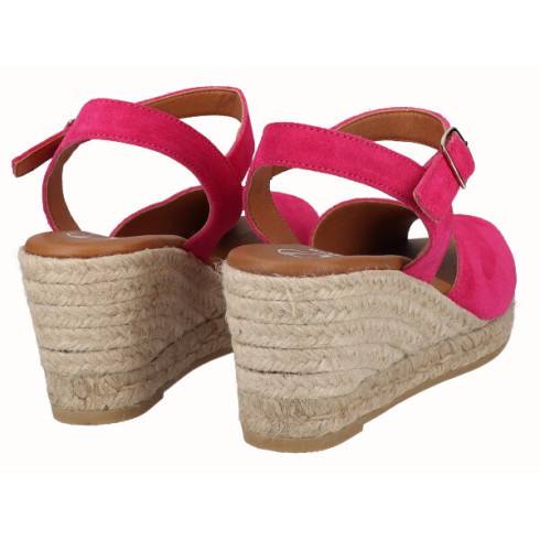 viguera Sandalia Cuña Media Yute Fuxia Descuento por venta flash