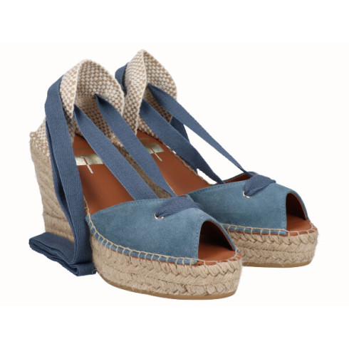 viguera Alpargata Peep Toes Cuña Yute Jeans Cintas Rebajas de fin de temporada