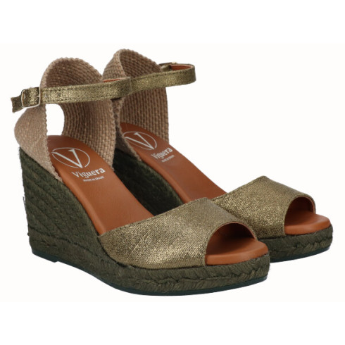 viguera Sandalia Yute Cuña Alta Kaki Ofertas