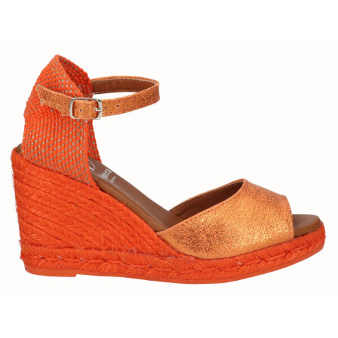 viguera Sandalia Yute Cuña Alta Naranja