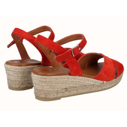 viguera Sandalia Cuña Media Yute Rojo En oferta