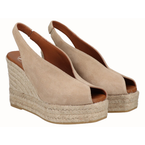 viguera Alpargata Peep Toes Cuña Alta Yute Beig Rebajas baratas