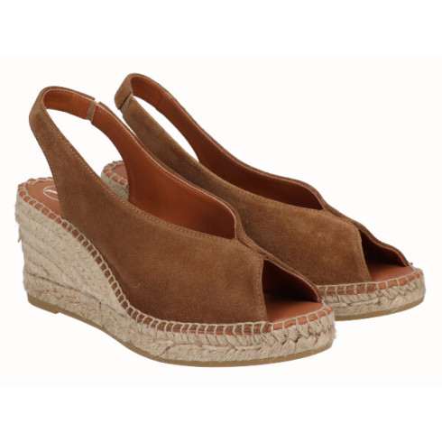 viguera Alpargata Peep Toes Cuña Media Cuero Ventas relámpago