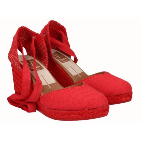viguera Alpargata Cuña Alta Yute Rojo Cintas Mejor oferta