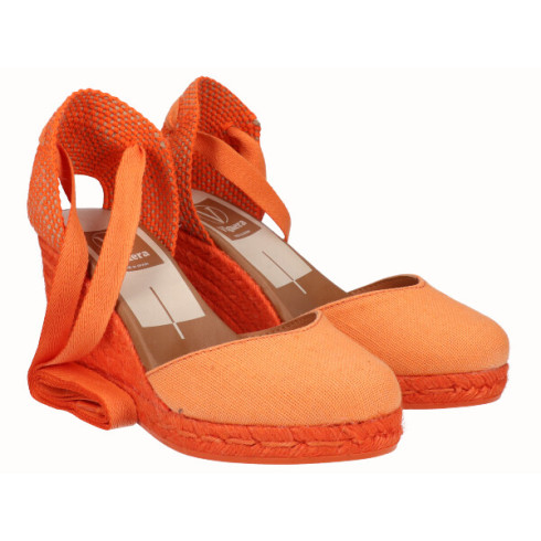 viguera Alpargata Cuña Alta Yute Naranja Cintas Rebajas top