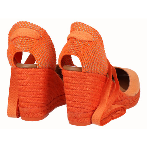 viguera Alpargata Cuña Alta Yute Naranja Cintas Rebajas top