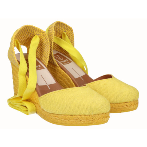 viguera Alpargata Cuña Alta Yute Amarillo Cintas Envío gratis