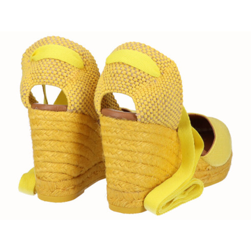 viguera Alpargata Cuña Alta Yute Amarillo Cintas Envío gratis