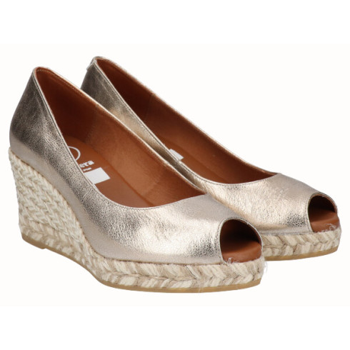 viguera Alpargargata Peep Toes Cuña Media Oro COMPRAR AHORA