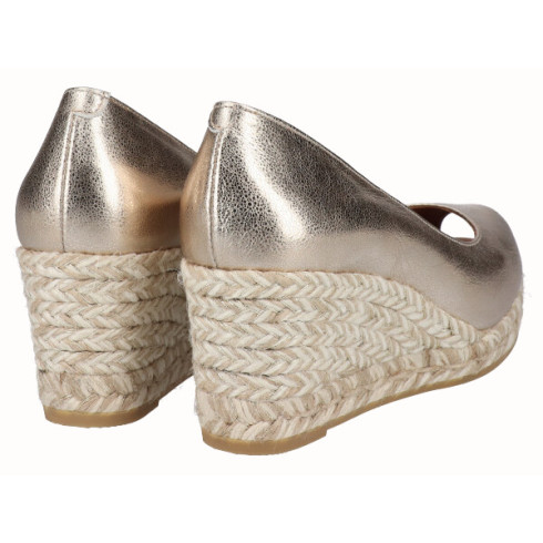 viguera Alpargargata Peep Toes Cuña Media Oro COMPRAR AHORA
