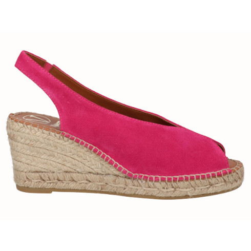 viguera Alpargata Peep Toes Cuña Media Fuxia