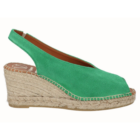 viguera Alpargata Peep Toes Cuña Media Verde