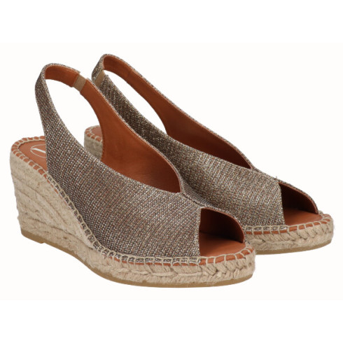 viguera Alpargata Peep Toes Cuña Media Bronce Precio de fábrica
