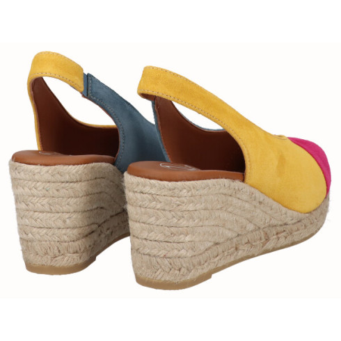 viguera Alpargata Peep Toes Cuña Media Combi Amarillo Solo queda un día