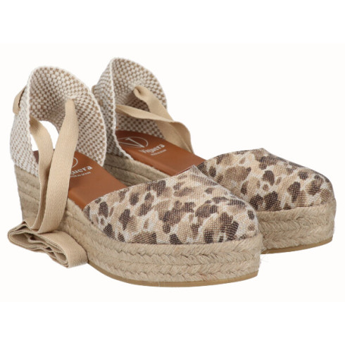 viguera Alpargata Plataforma Yute Animal Print Beig Cintas Ofertas especiales