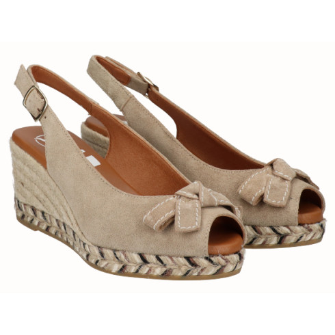 viguera Alpargata Peep Toes Cuña Media Beig En oferta