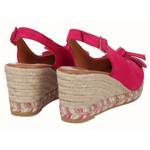 viguera Alpargata Peep Toes Cuña Media Fuxia Gran oferta